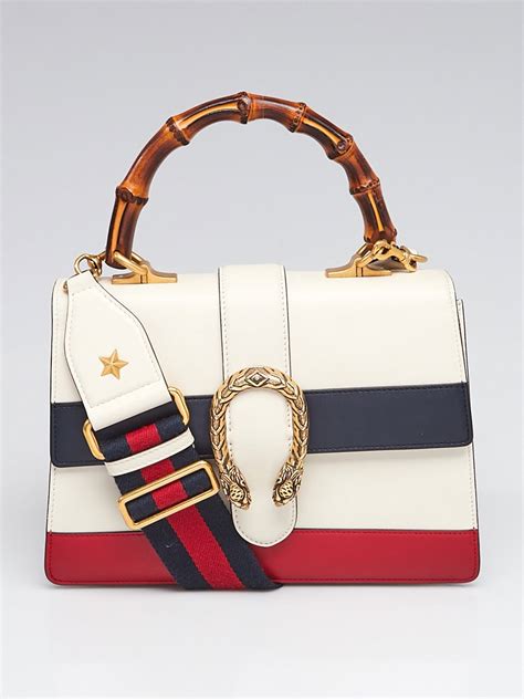 white gucci leather bag with blue white and red strap|vintage gucci white shoulder bag.